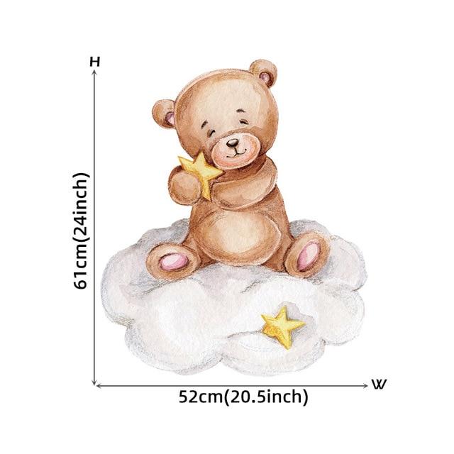 Cute Cartoon Bear Bunny Star Moon Wall Stickers for Kids Rooms Baby Room Wall Decor Wallpaper Girls Boys Bedroom Nursery Sticker