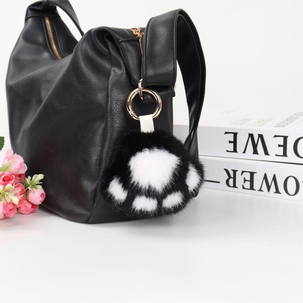 Mink Cat Paw Plush Backpack Charm and Keychain
