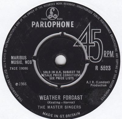 7inch Record MASTER SINGERS - Weather Forcast R5523 Parlophone 1966 UK Pop Used