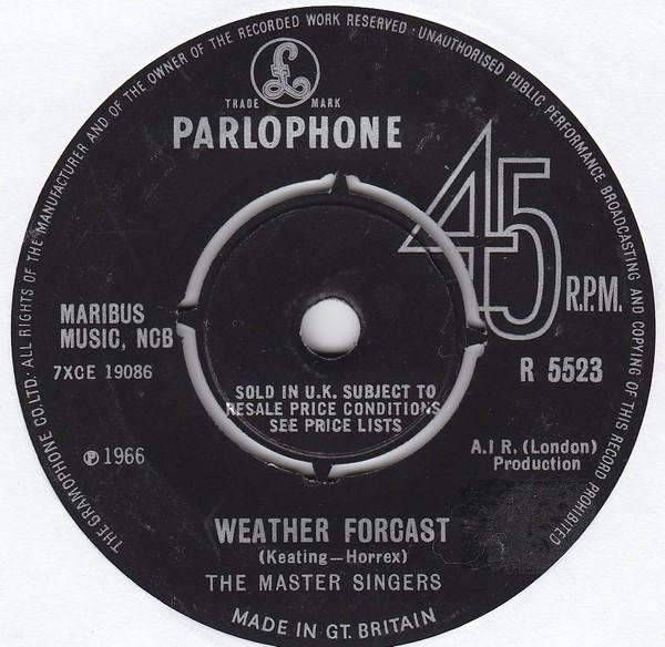 

7inch Record MASTER SINGERS - Weather Forcast R5523 Parlophone 1966 UK Pop Used