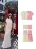 2025 Summer European & American Style Elastic Knitted Tube Top & Midi Skirt Set