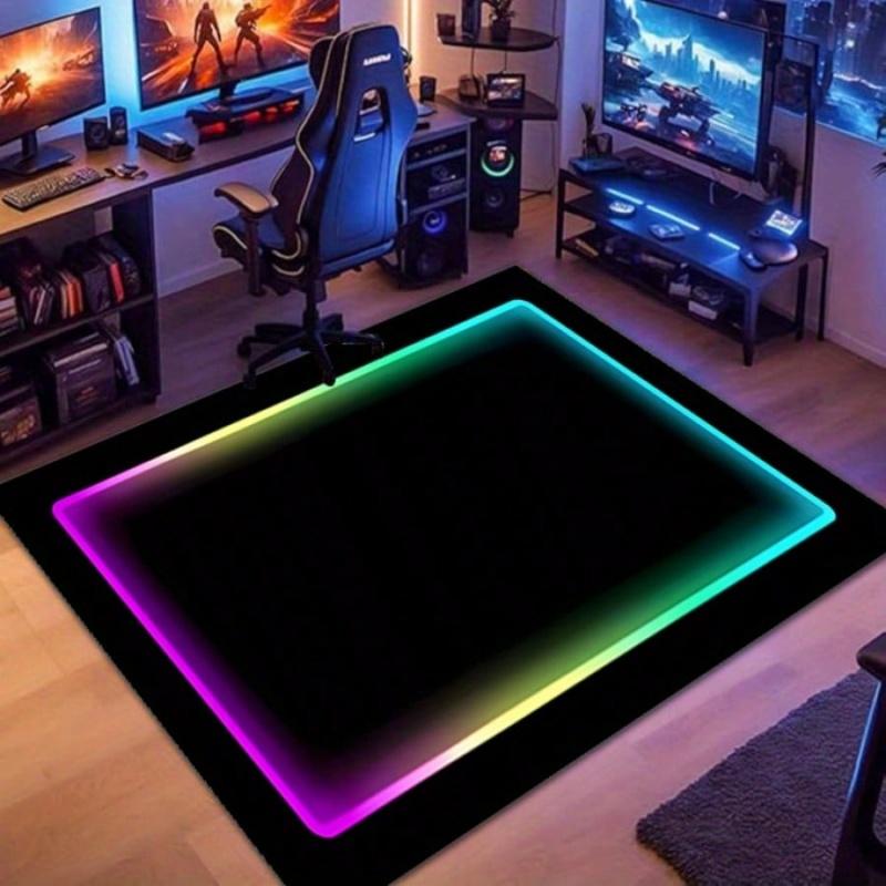 Color Splash Game Controller Gaming Rug Black Background Gamer Print Boys Playroom Carpet