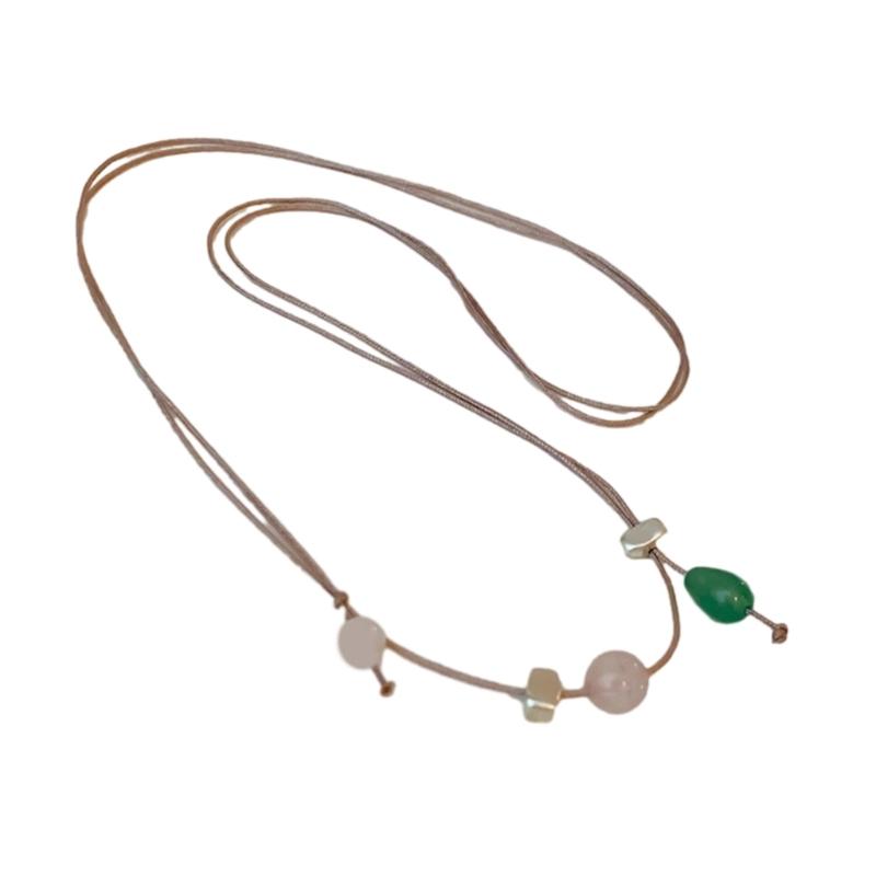 2023 Нишевый Самодельный Национальный Тренд Нефритовые Бусины Счастливый Универсальный Двухслойный Ожерелье Ретро Ожерелье-Цепочка с Бусинами