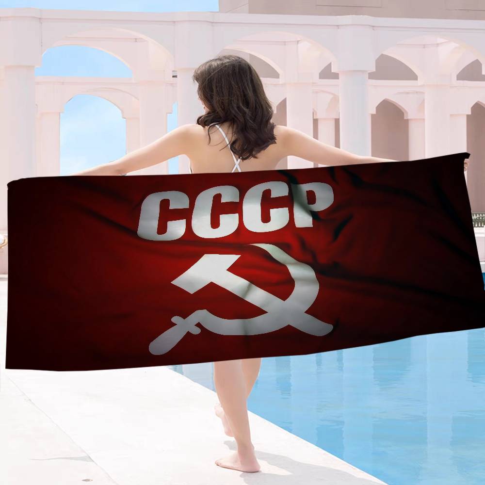 CCCP USSR Soviet Microfiber Printed Beach Towel Mountain Climbing Yoga Beach Swimming Running Absorbent Soft Towel