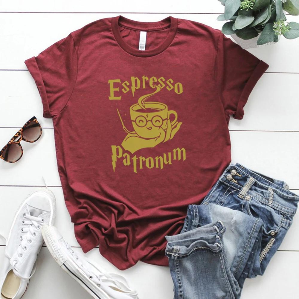 Espresso Patronum T-Shirt HS Shirts Geschenk für Kaffeeliebhaber Zauberer T-Shirt Damen Grafik T-Shirts Kurzarm T-Shirt