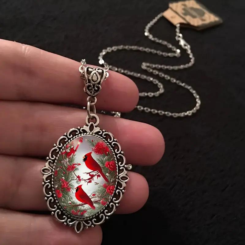 Pendant Red Bird Magpie Holiday Party Anniversary Gift Necklace