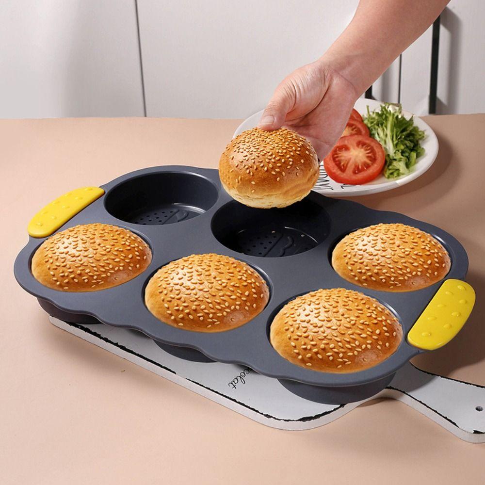 Non-stick Silicone Baking Pan Heat Resistant Burger Bun Maker Reusable Oven Baking Plate  Household
