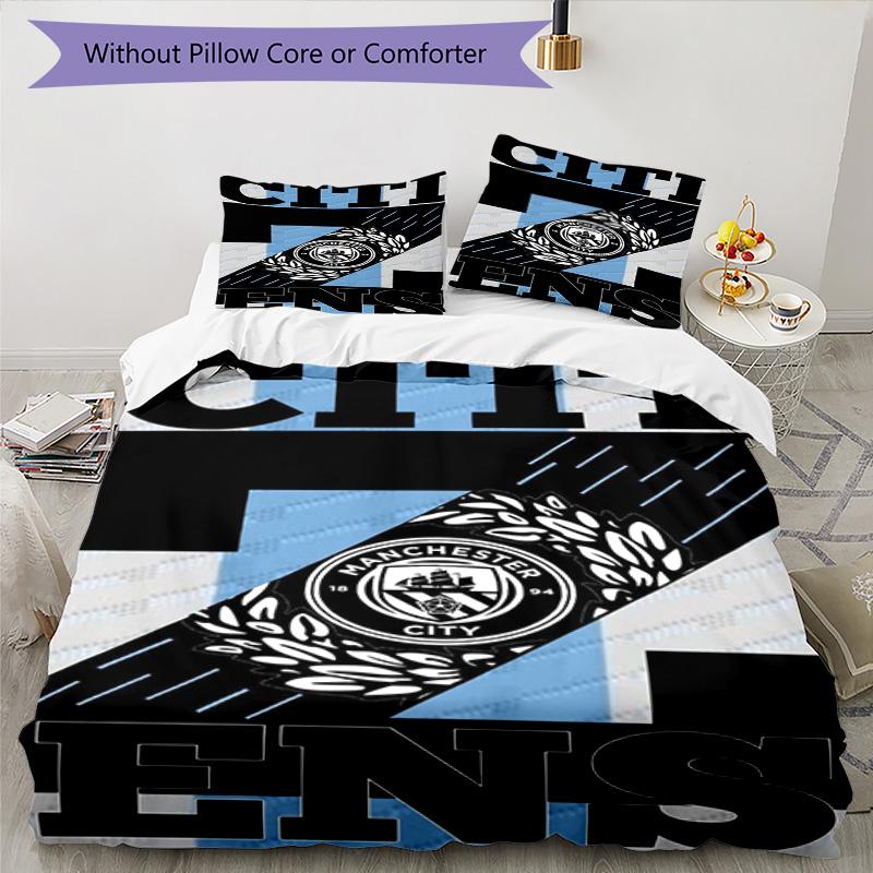 City Football Club Printed Pattern Duvet Cover Set – Includes 1 Duvet Cover and 2 Matching Pillowcases Bedroom Decor Christmas Gifts