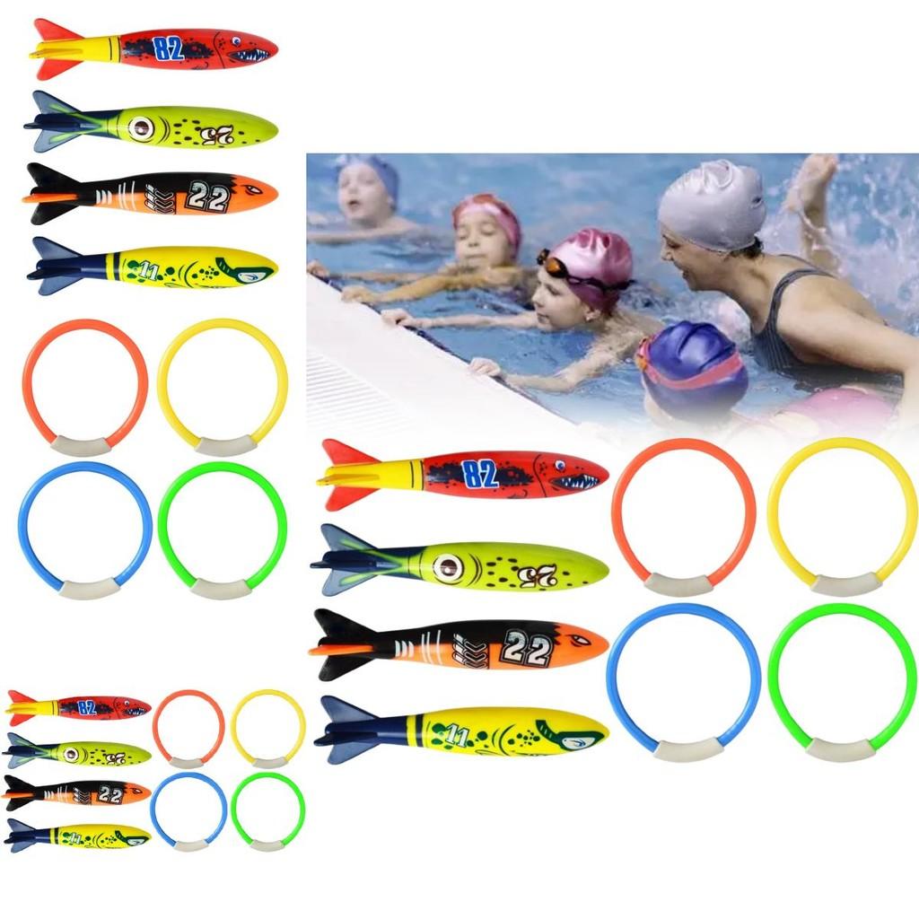 Anéis Flutuantes Torpedos Kit de Brinquedos para Brincadeiras Aquáticas para Atividades de Piscina Infantil