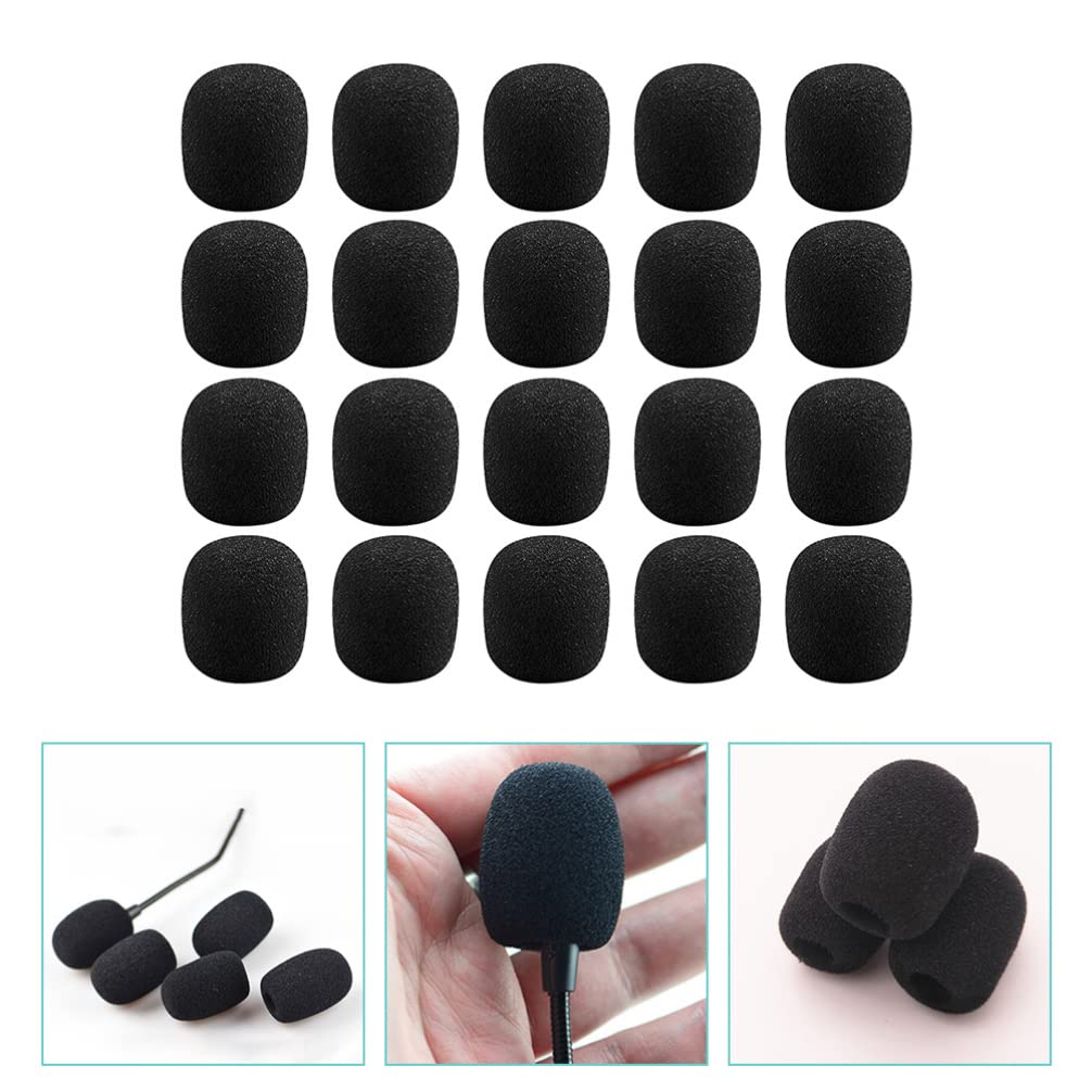 Microphone Cover 40PCS Microphone Sponge Lapel Microphone Sponge Windshield Microphone Headset Thick Washable Inner Diameter 40pcs Black Diameter