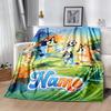 Bluey's Soccer Adventure Customize Your Name Blanket Gift Personalized Blanket Comfortable Versatile for Office Chair Couch Nap Picnics