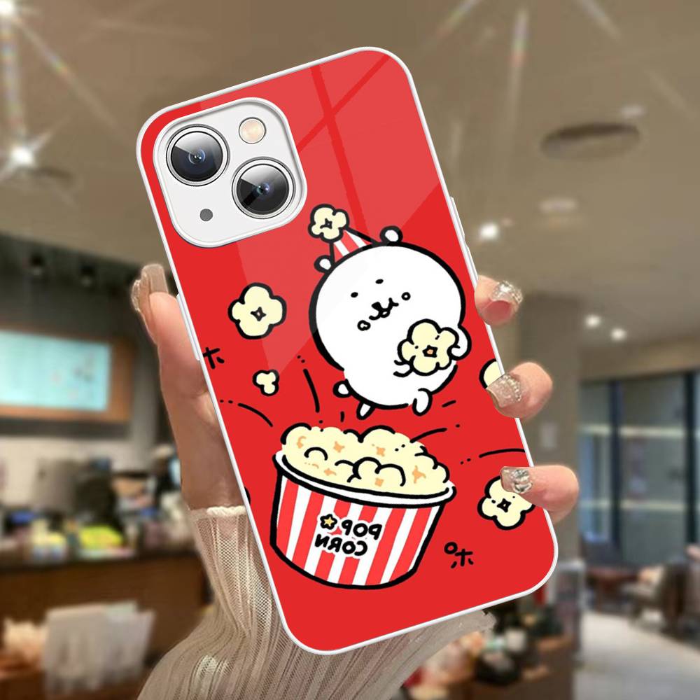 Cute White Joke Bear For IPhone 14 13 12 Mini 11 Pro XS Max X XR 14 Plus Tempered Glass Cover