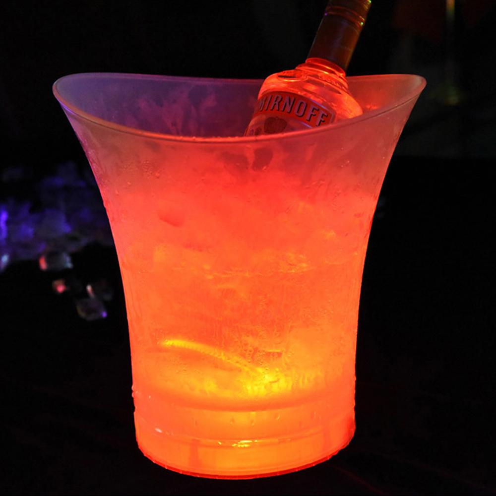 Bars Nightclubs New Waterproof Plastic LED Ice Bucket 4 Color LED Champagne Beer Bucket 5L LED Light Up Bars Night Party