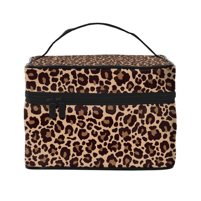 

Women Large Makeup Bag Custom African Animal Leopard Print Zipper Travel Cosmetic Brush Bag Organizer Toiletry Bag