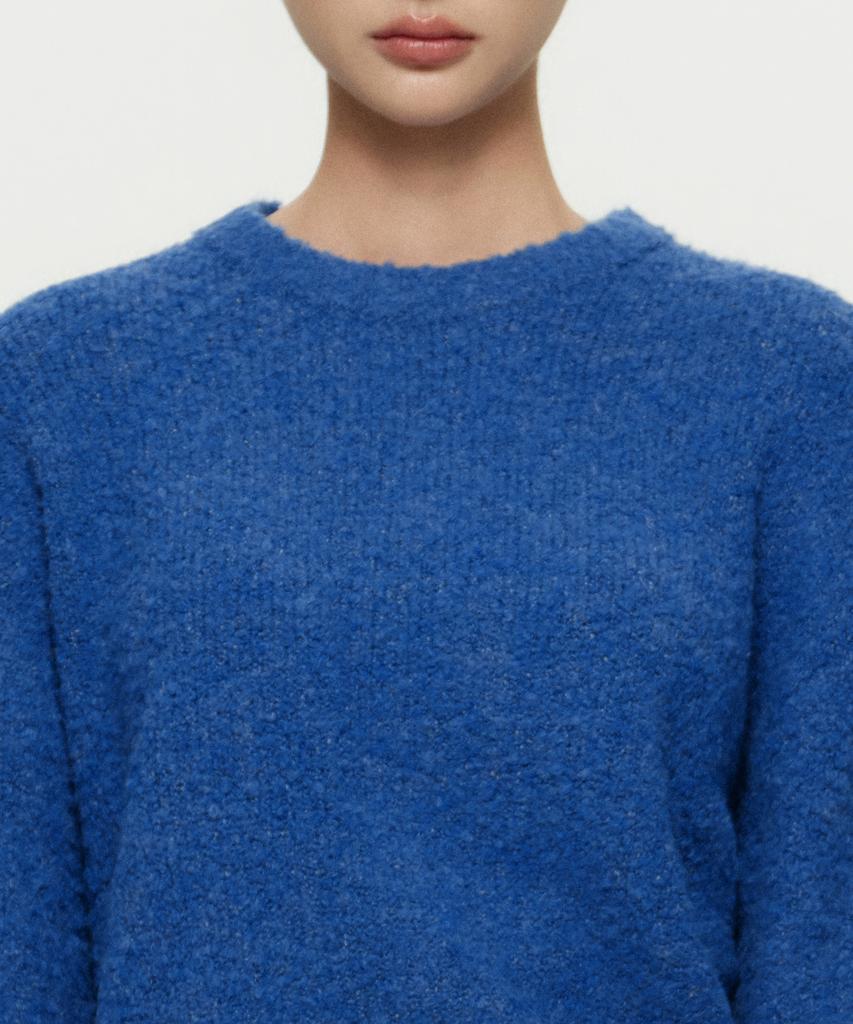 MUSINSA STANDARD WOMAN Women'S Boucle Relaxed Crew Neck Knit [Blue]