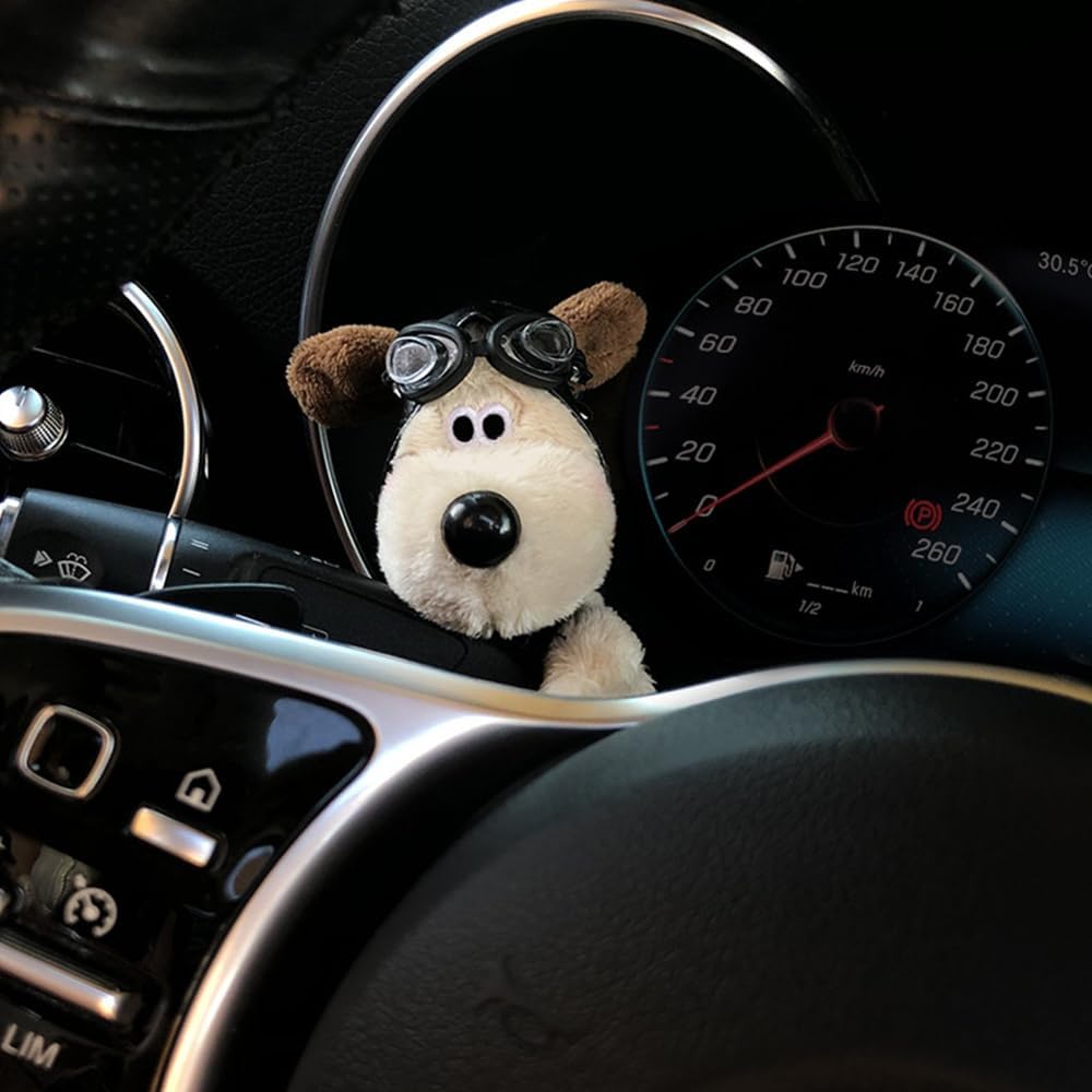 Car Rearview Mirror Car Interior Screen Cute Creative Car Companion Car Interior Decor Accessory, Decoration, Dog, Pendant, Doll,