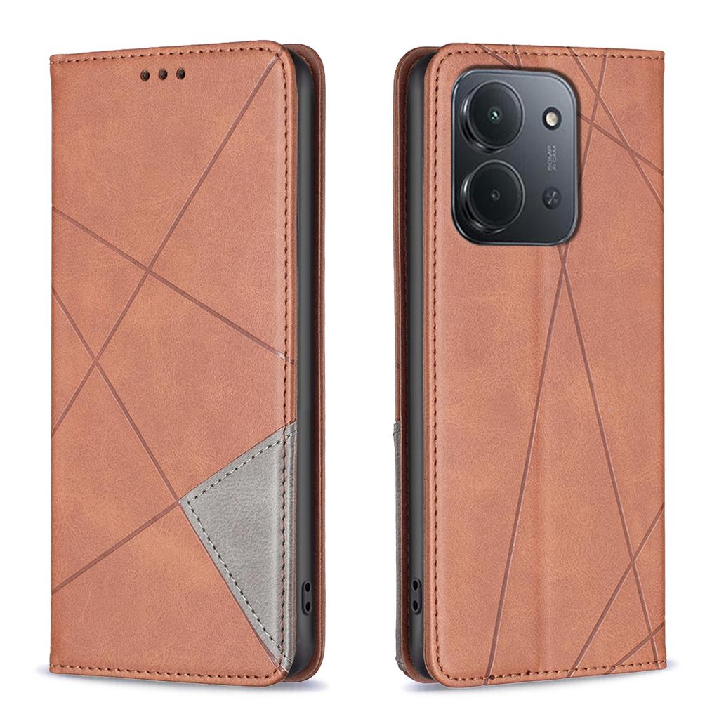 Für Xiaomi Redmi 15C 5G/15C 4G (173 mm) Hülle Kartenfächer Geometrie Prägung Leder Handyhülle