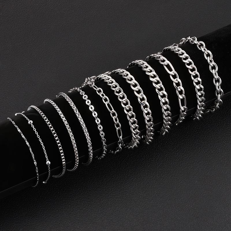 Multi-Size Titanium Steel Cuban, Figaro, Clavicle, and Hip Hop Chain Necklaces