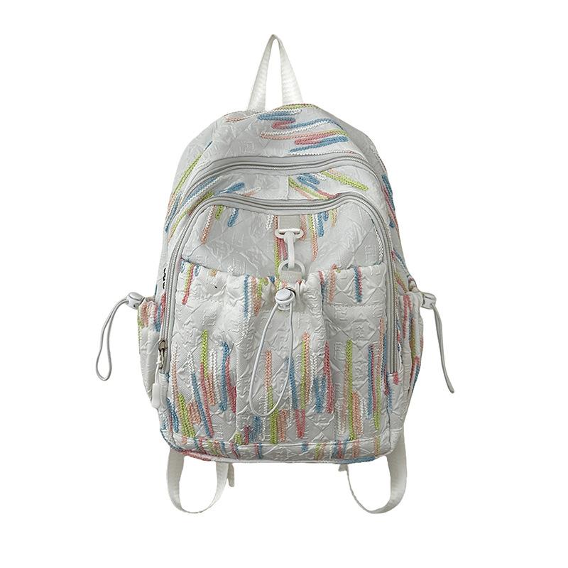 

Женский рюкзак с вышивкой, милый студенческий маленький школьный рюкзак для путешествий на открытом воздухе бежевый