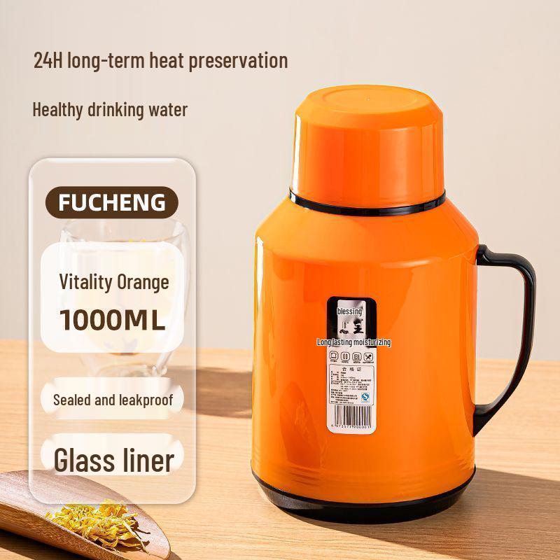 

Large Capacity Insulated Water Bottle with Glass Liner - Great for Home or Dormitory Use, Warm Water Thermos Thickened Upgrade