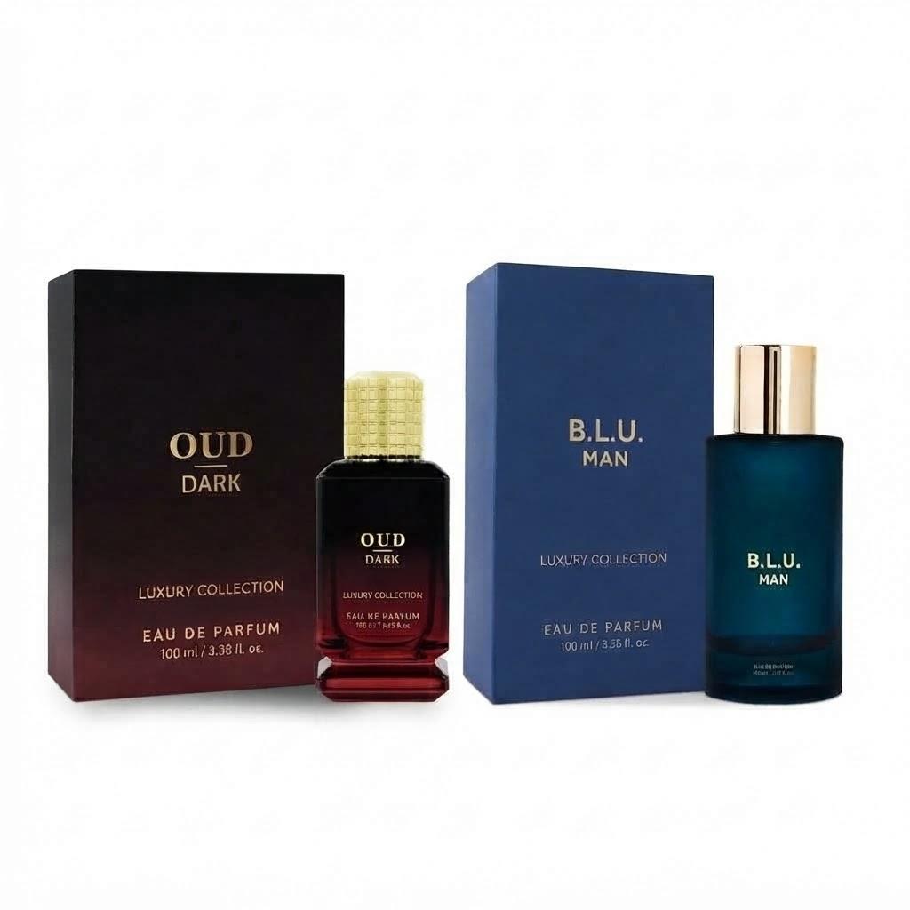 Luxury Oud Dark & Blu Man Eau De Parfum Set | 2 x 100ml Premium Fragrance Duo