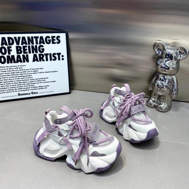 

New color matching versatile casual sports shoes women s thick-soled heightening dad shoes women s spring and autumn women s shoes 39 фиолетовый