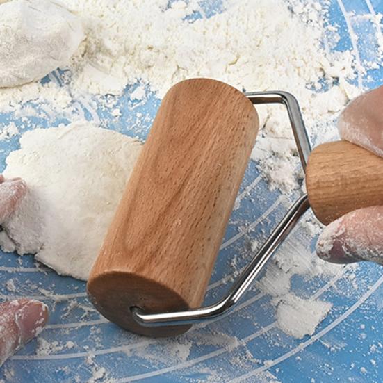 Rolling Pin To Non-Stick Comfortable Grip Dual Head Stainless Steel Frame Pastry Roller