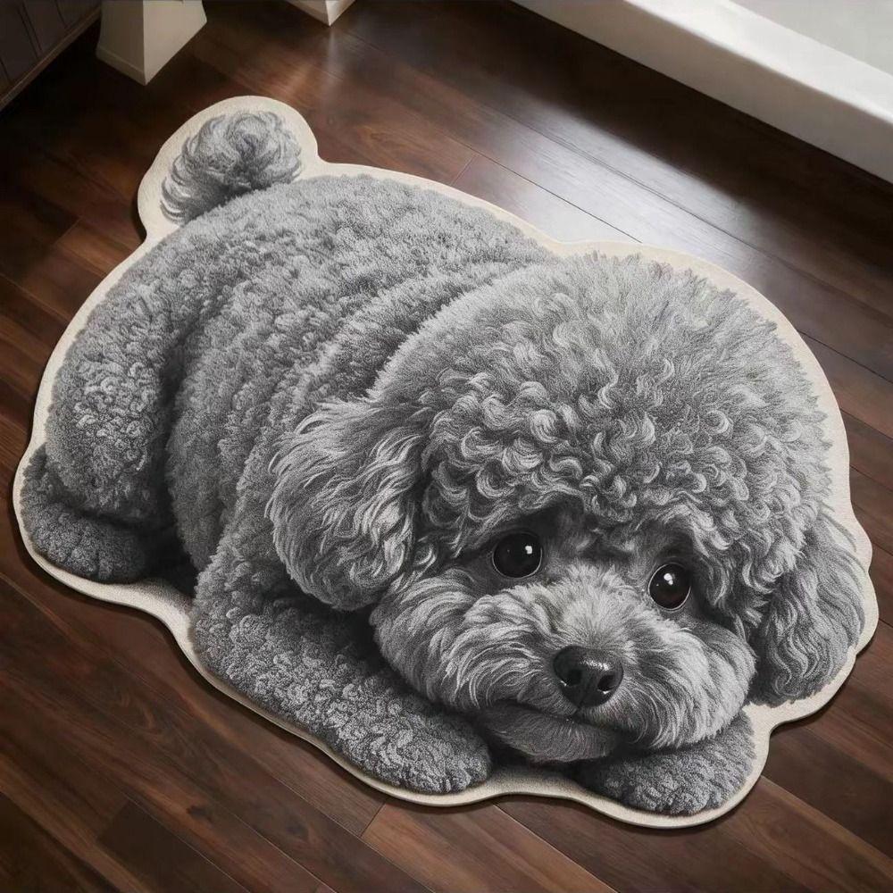 Anti-fouling Dog-Shaped Area Rug 2D Cartoon Carpet Soft Home Decor Carpet Bedrooms