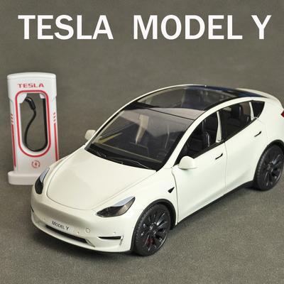 1:24 Tesla Model Y Model 3 Charging Pile Alloy Die Cast Toy Model Car Sound and Light Παιδικά παιχνίδια Συλλεκτικά Δώρο γενεθλίων