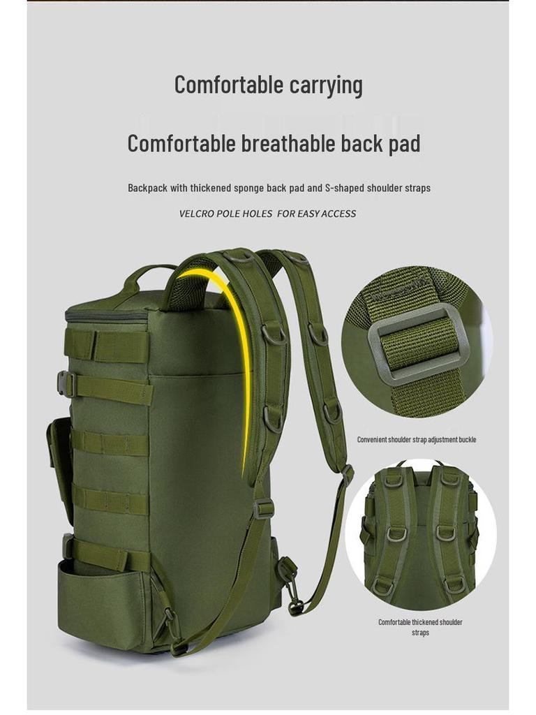 Outdoor Fishing Backpack with Rod Holder - Large Capacity Double Shoulder Lure Bag