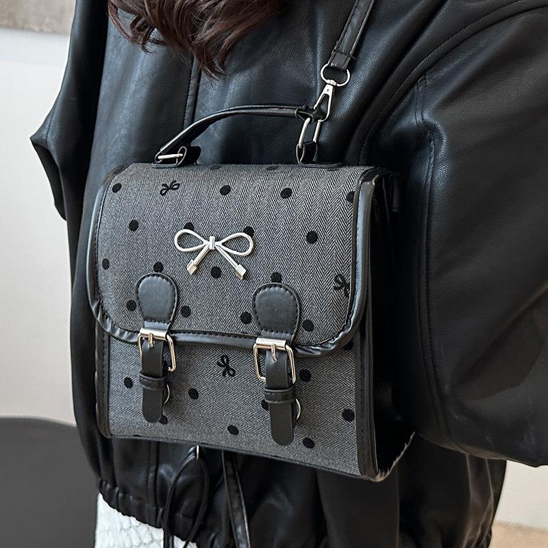 College Style Polka Dot Canvas Backpack Bag Women'S Summer Tide Backpack Versatile Leisure Travel Bag