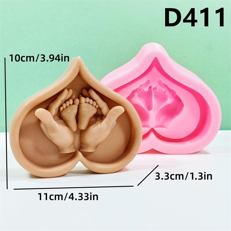 DIY Mother With Baby Statue Silicone Mold Power Hands Heart Silicone Mold Hand hold Feet Soy Wax Candle Mould For Father's Day
