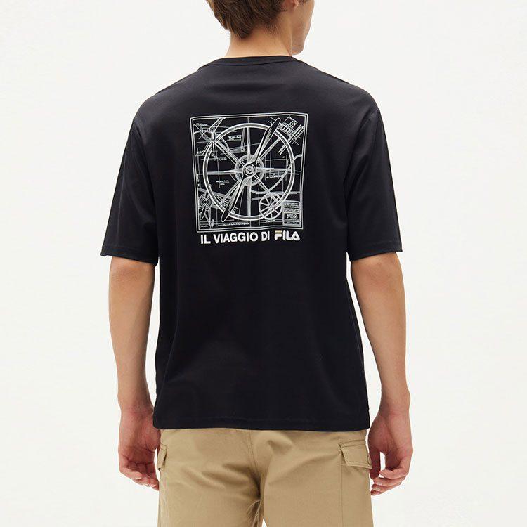Fila T Shirts Men's Black Crew Neck Moderate Straight Fit F11M138151FBK