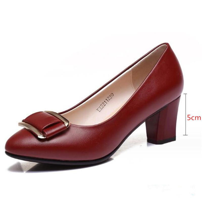 Fashion Size 35-41 Mid Heel Women's Shoes Women Pumps Comfort Thick Heels Round Toe Mothers Shoes Soft Sole Non-slip Office Work Shoes