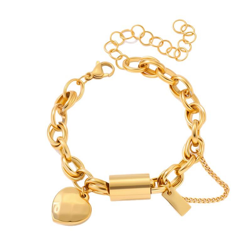 Elegantní Titanová Ocelová Pár Bracelet Srdce - Unisex, Luxusní Design, Univerzální a Stylový