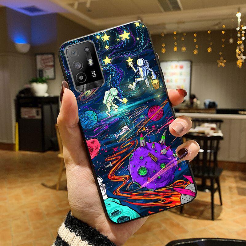 Funda Aesthetics Cartoon Alien Space Phone Cover For OPPO A74 A94 A3S A5S A9 A12 A15S A52 A53S A72 A73 2020 A91 5G Cases Coque
