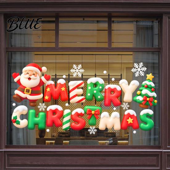 Reusable Christmas Wall Decals 3D Window Stickers with Santa Claus Xmas Tree and Snowflake Designs Removable Indoor Party Accents PVC Cling