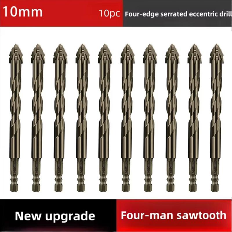 4-Blade Saw Tooth Eccentric Drill Bit for Wood/Metal/Concrete,High-Speed Steel,Heat-Resistant,Professional Rotary Tool Accessory