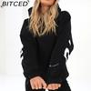 BITCED Damenmode Print Verdicktes Vielseitiges Langarm Oversize Kapuzensweatshirt