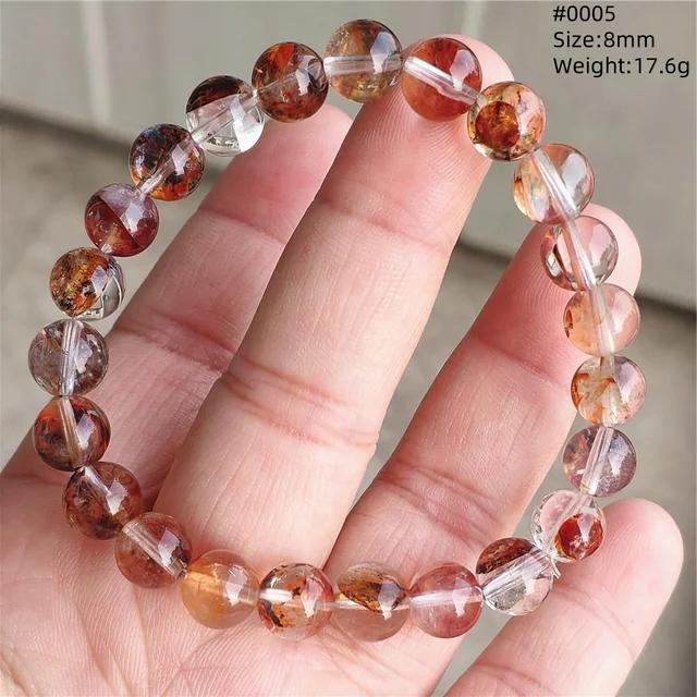 Natural Red Limonite Quartz Trendy Strand Bracelet Rare Stretch Yellow Phantom Round Beads Women Men Jewelry AAAAA