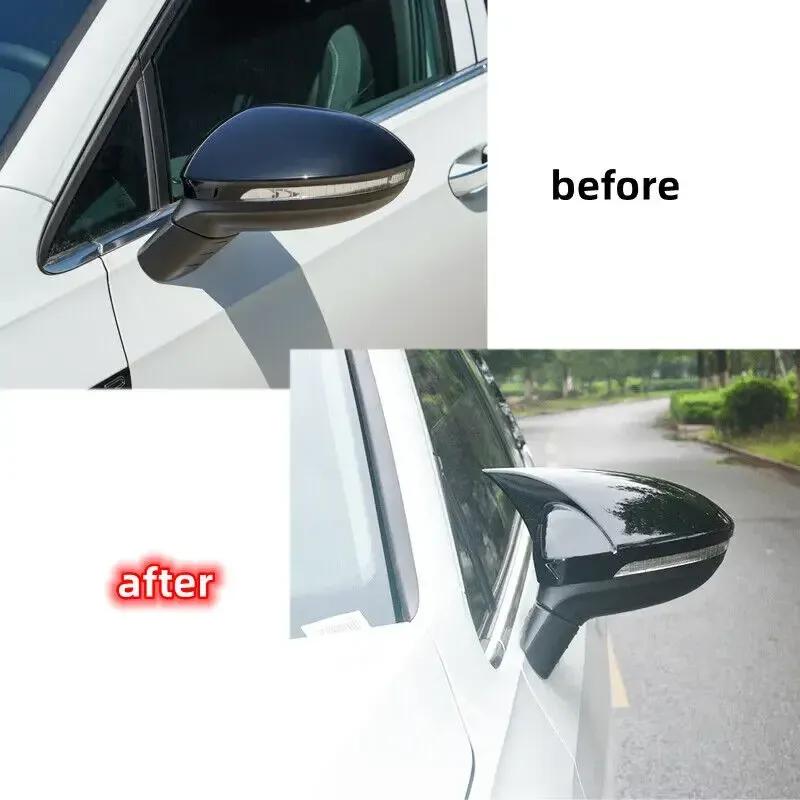 For VW Golf MK8     ABS Car Rearview Side Mirror Cover Wing Cap Exterior Door Housing Trim Adhesive Sticker