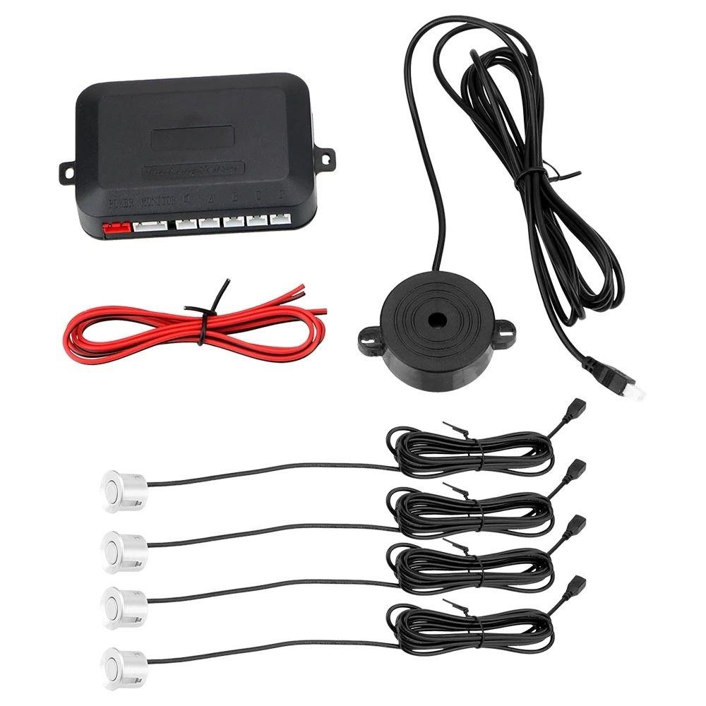 4 Parking Sensors, Buzzer, 12V Control Unit - White Off-Road Set