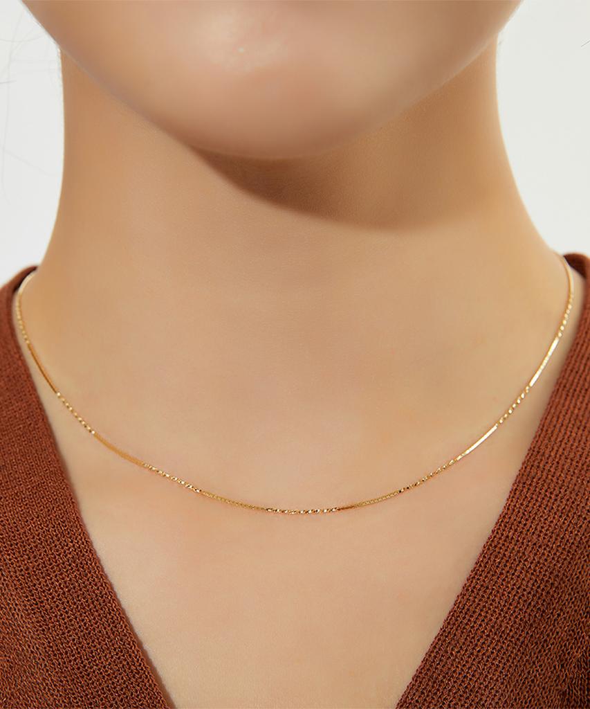 Helene Jewelry 14K 18K Plain Box Half Tri-Chain Gold Necklace (Type B)