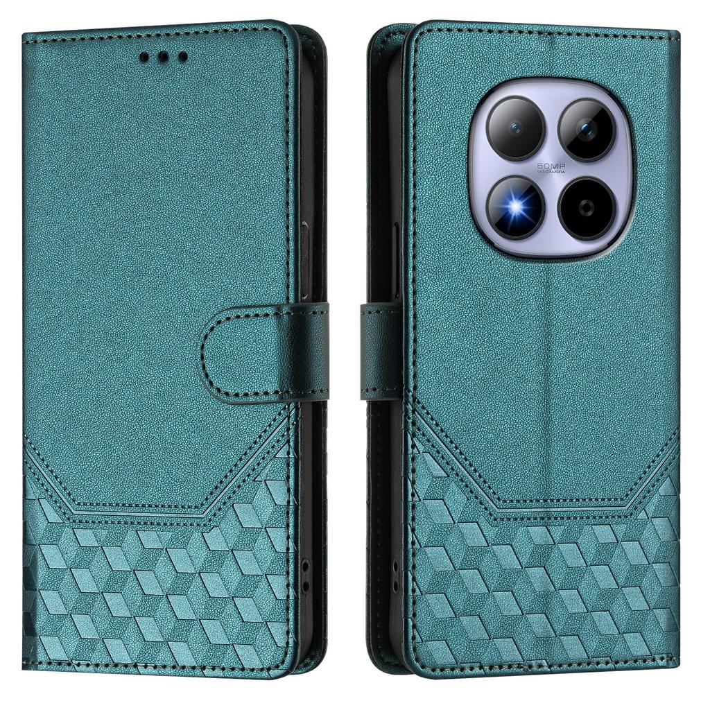 For Xiaomi Redmi Note 15 Pro 5G Case Imprinted Honeycomb RFID Blocking Leather Phone Cover with Strap