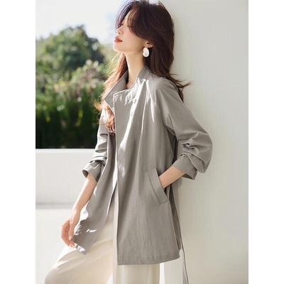Mohan Yimei Retro Loose Mid-Length Trench Coat