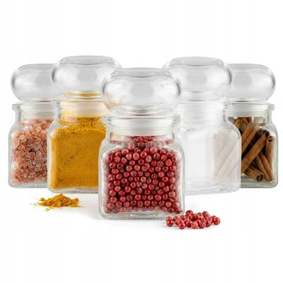 5X AIR-TIGHT Jar 120ml for Spices and Herbs Gift + Glass Lid 5 Pcs