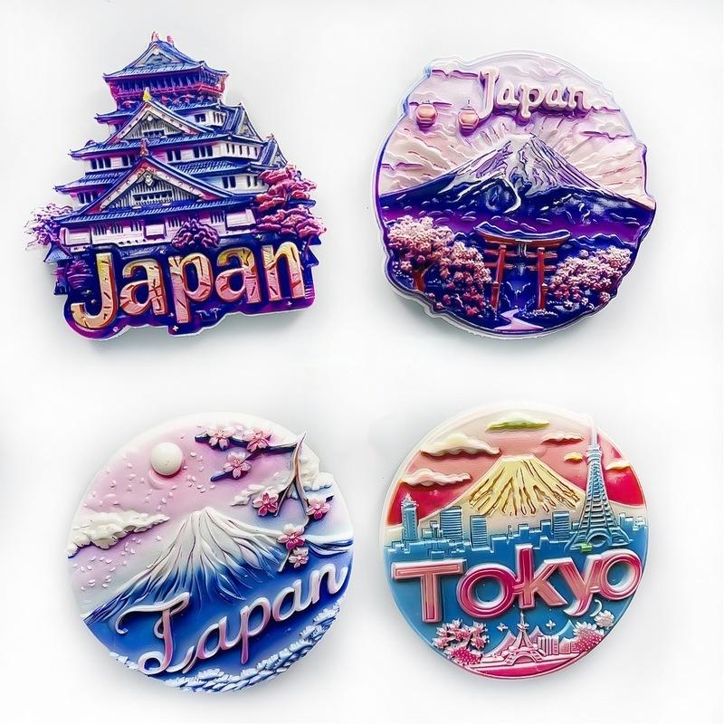 3d Retro Ins Style World Scenery Resin Refrigerator Magnet Los Angeles Sunset Japan Mount Fuji Travel Souvenir Home Decoration