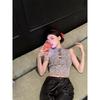 2025 Spring/Summer Hong Kong Style Spicy Girl 3D Floral Hollow Cropped Slim Vest Trendy Knitwear