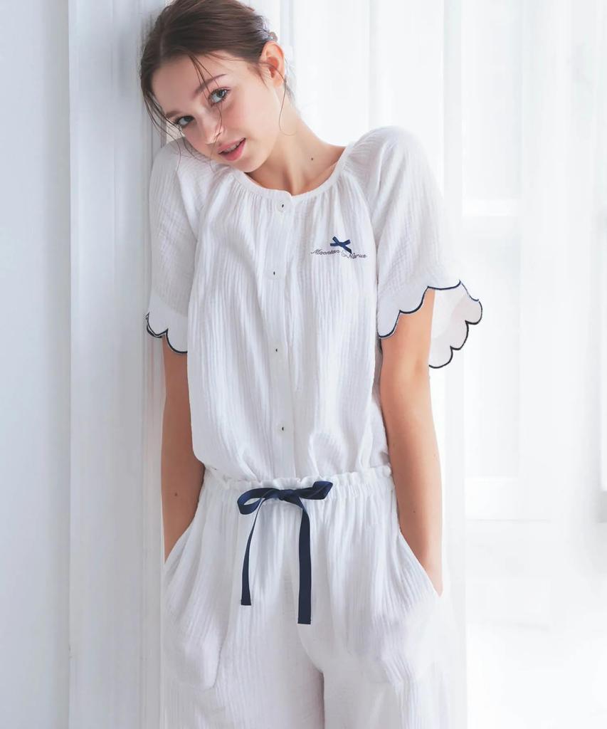 Narue Relaxing Pajama Cream Puff Gauze White Women's Set, (R),
