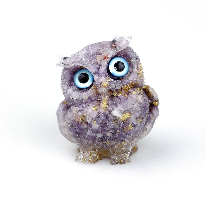 1PCS Natural Crystal Stone Gravel Owl Animal Crafts Hand Made Small Figurines DIY Resin Table Decor Home Decor Collect Gifts